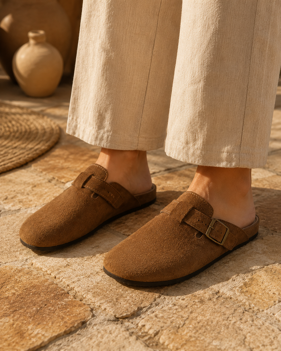 Rooibos Trail Buckle Clog — lifestyle view