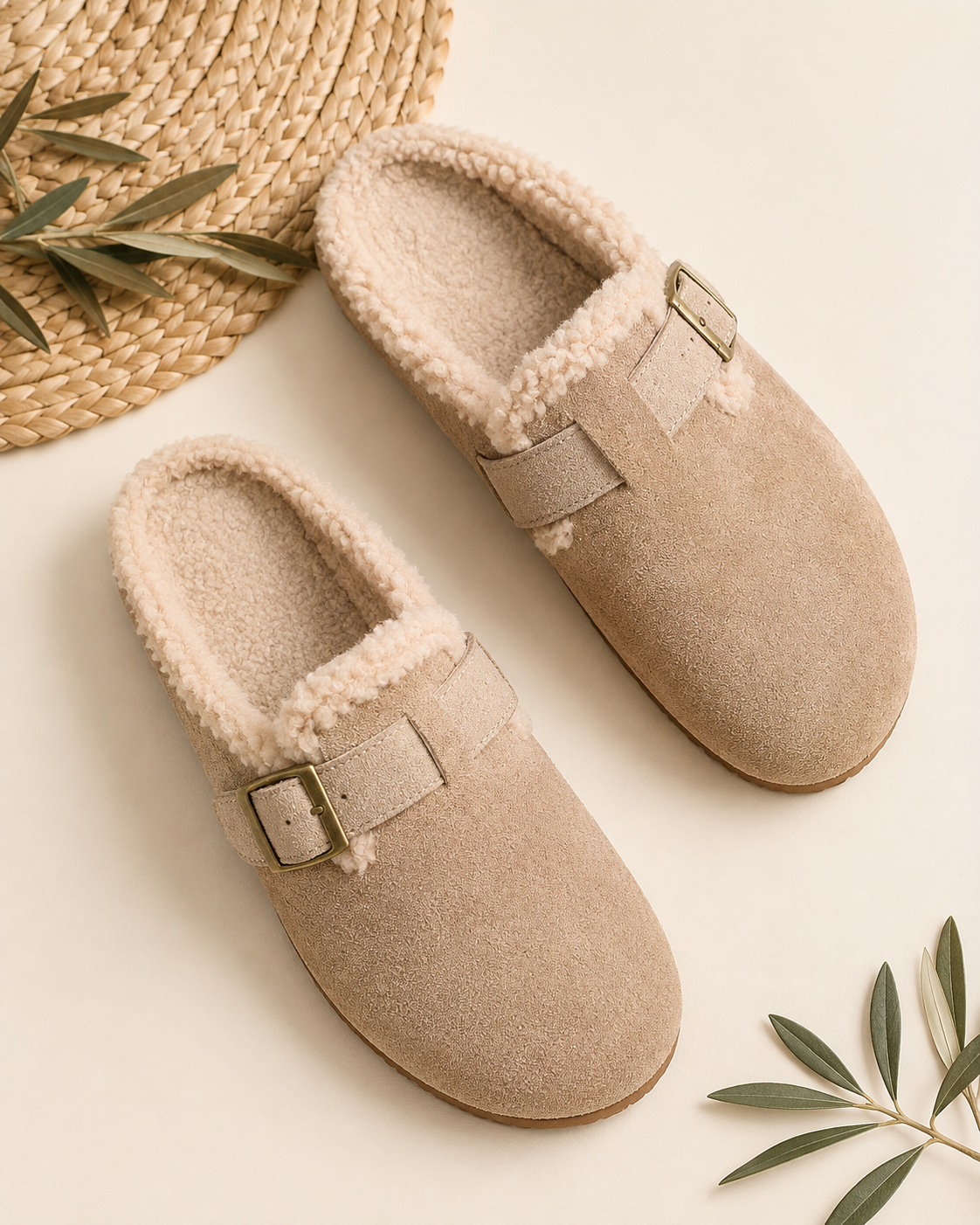Hogsback Sherpa Buckle Clog — lifestyle view