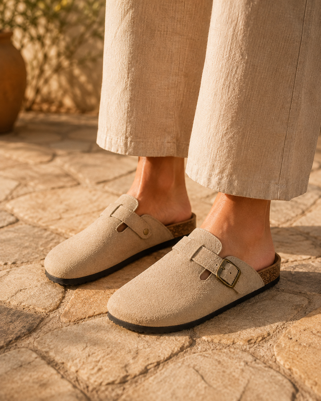 Kogelberg Sand Buckle Clog — lifestyle view