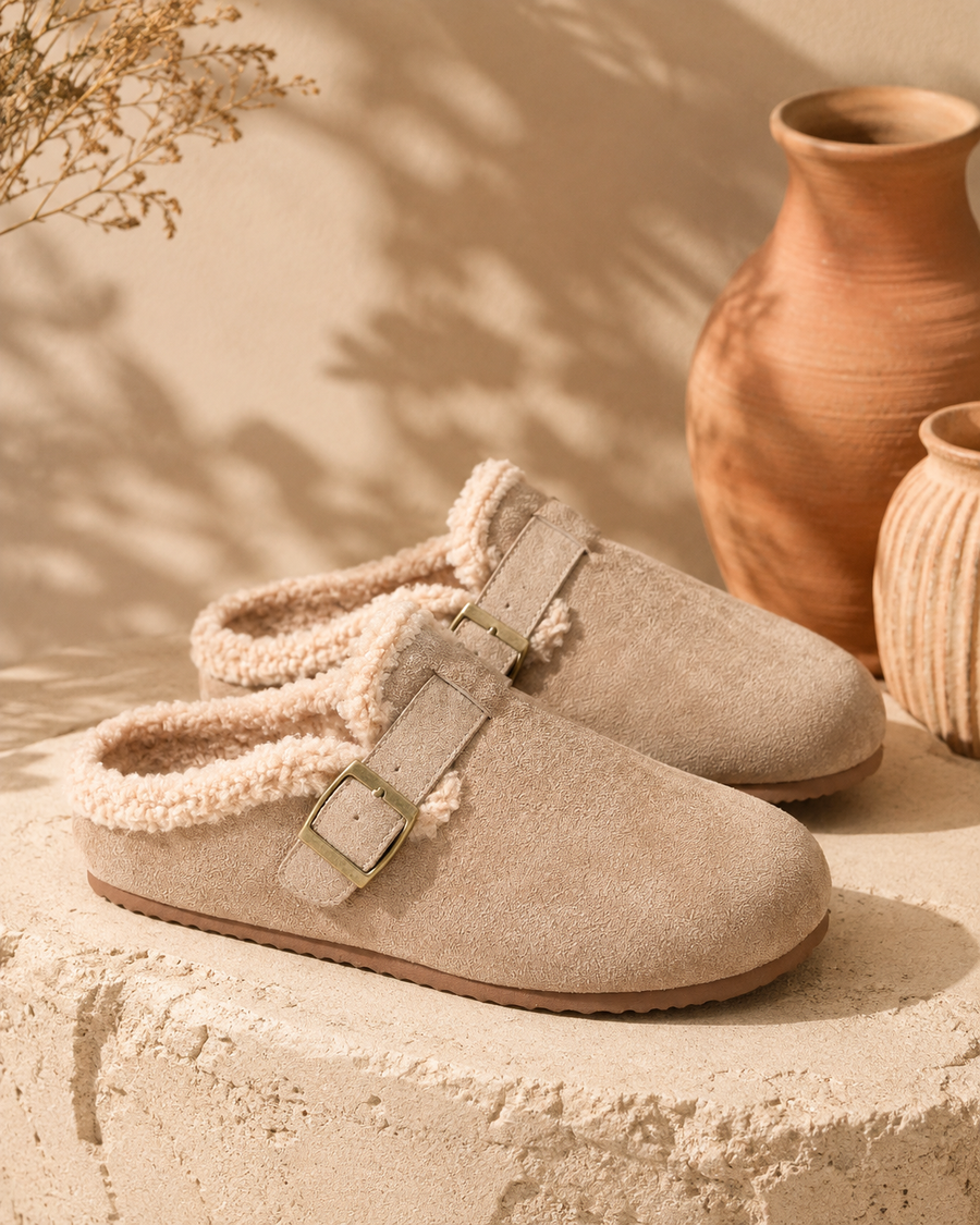 Hogsback Sherpa Buckle Clog — top view
