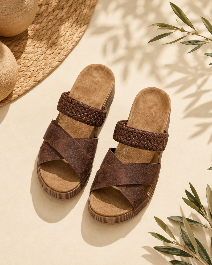 Karoo Weave Wedge Sandal — top view