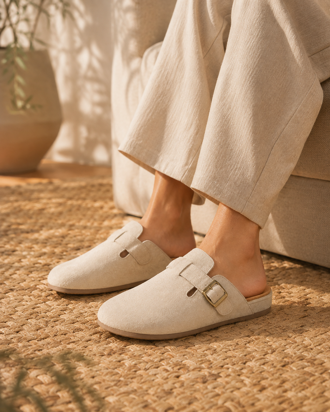 Namaqua Ivory Buckle Clog — detail view