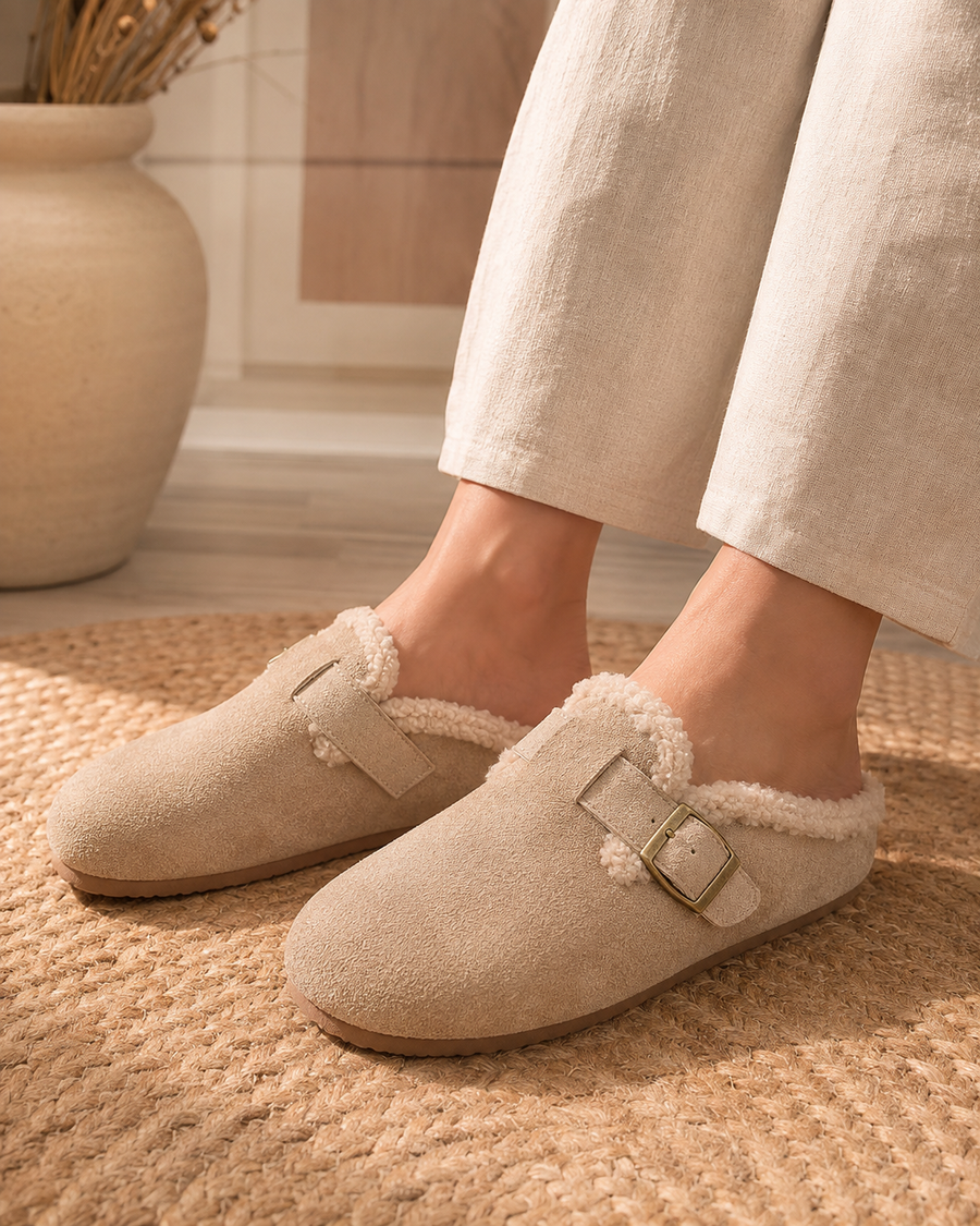 Hogsback Sherpa Buckle Clog — detail view