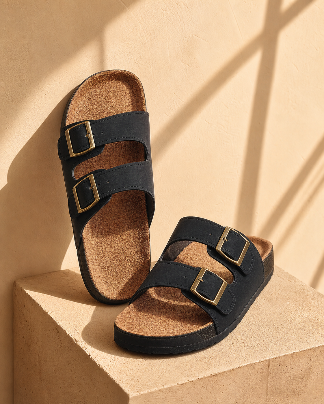 Karoo Double-Strap Sandal — Black — studio view