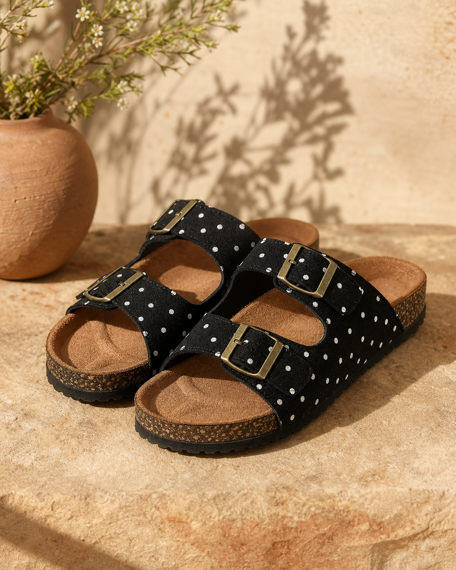 Dot & Dune Sandal — Black — studio view