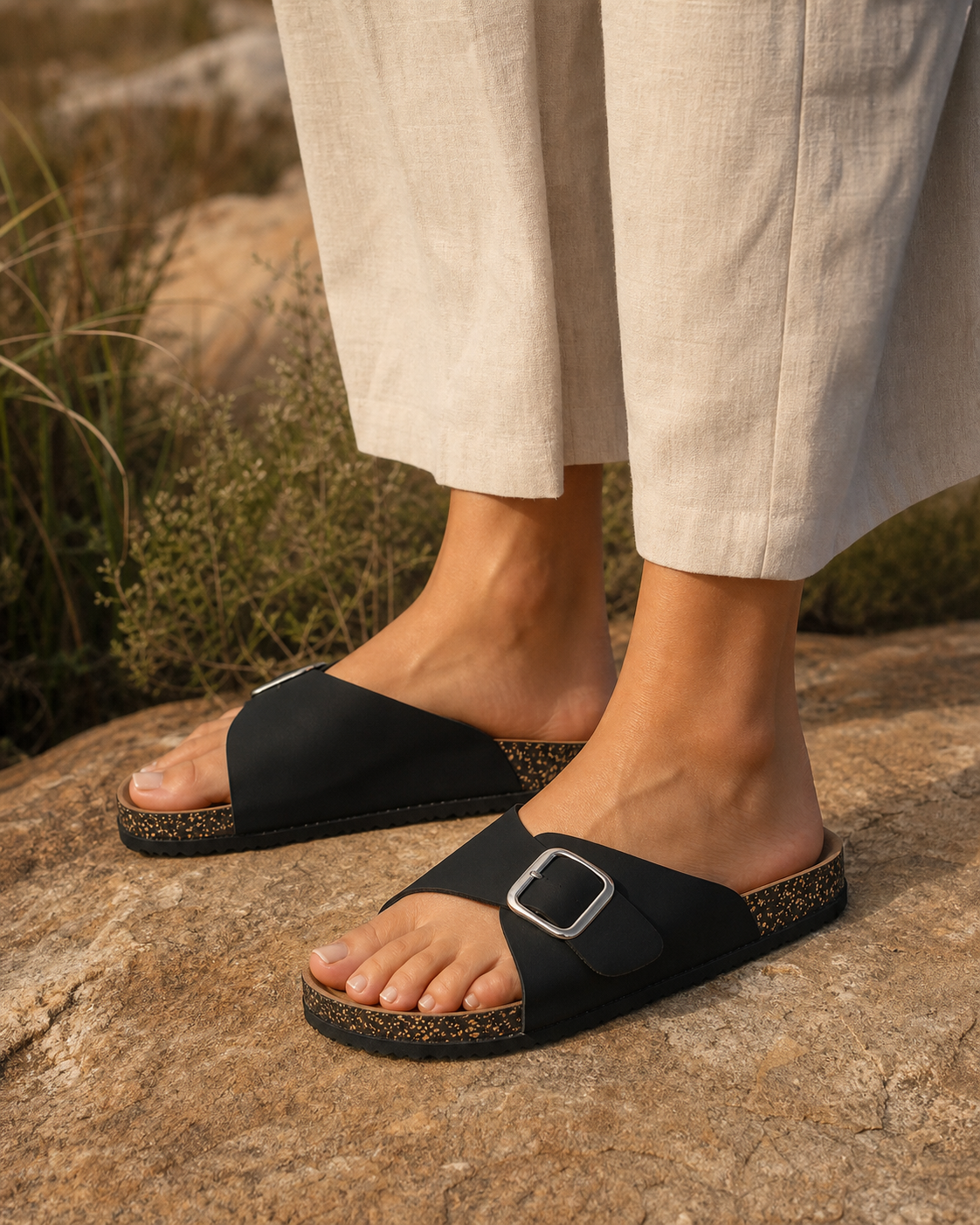 Onyx One-Buckle Slide — lifestyle view