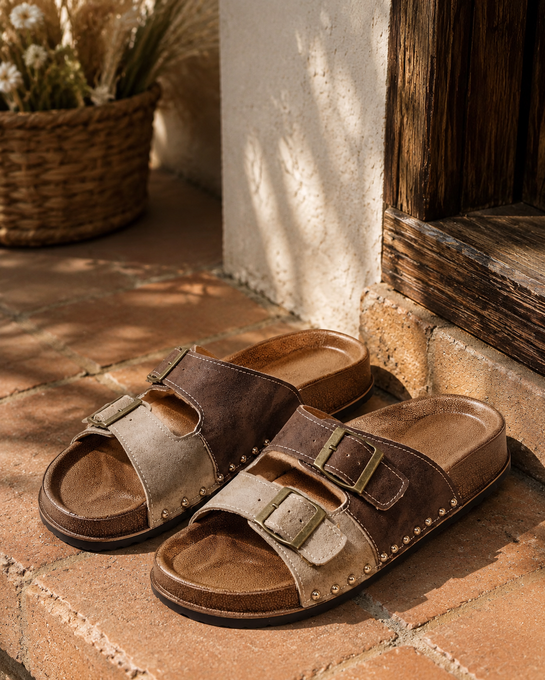 Sundown Two-Tone Stud Sandal