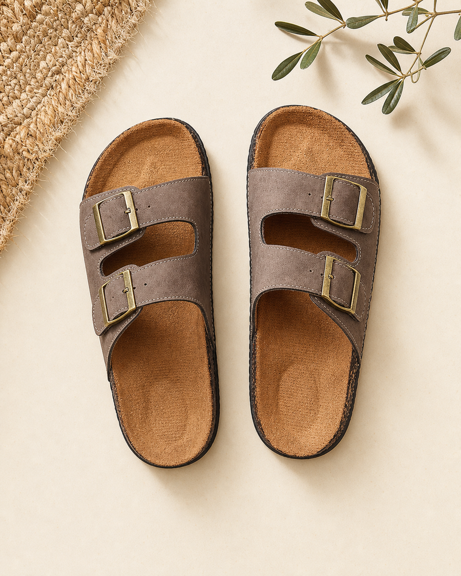 Dune Double-Strap Sandal — Taupe — catalogue view